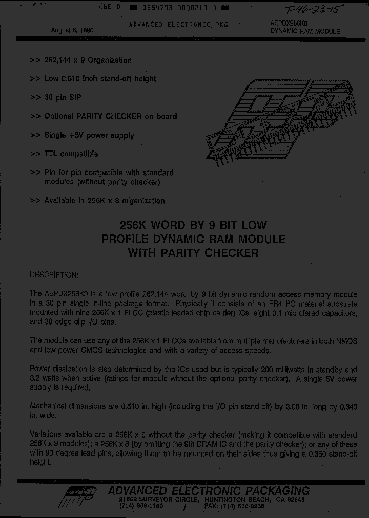 AEPDS256K8L-10_2604516.PDF Datasheet