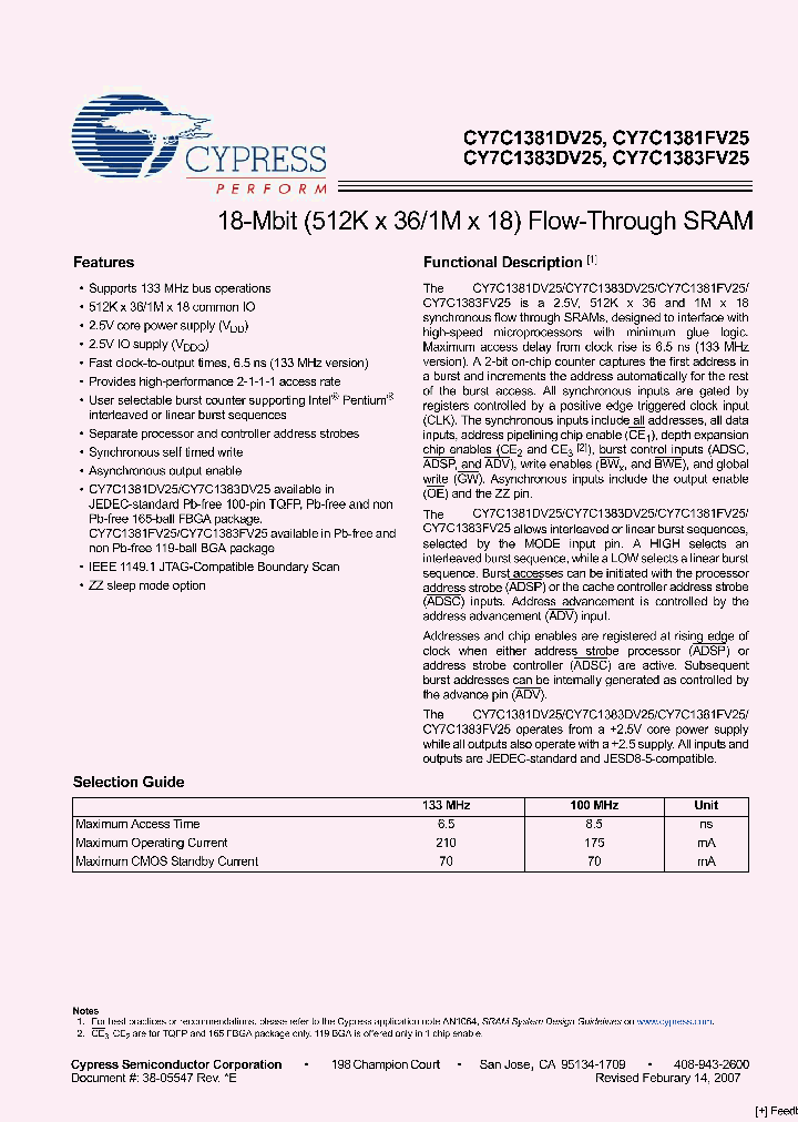 CY7C1383DV25-133AXC_2605276.PDF Datasheet