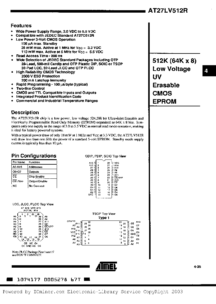 AT27LV512R-25KC_2606420.PDF Datasheet