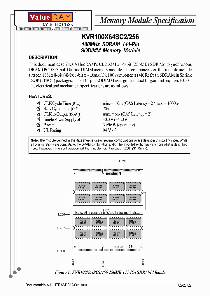 KVR100X64SC2256_2604481.PDF Datasheet