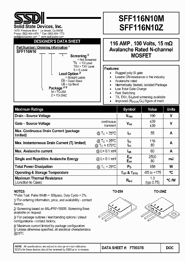 SFF116N10M_2607949.PDF Datasheet