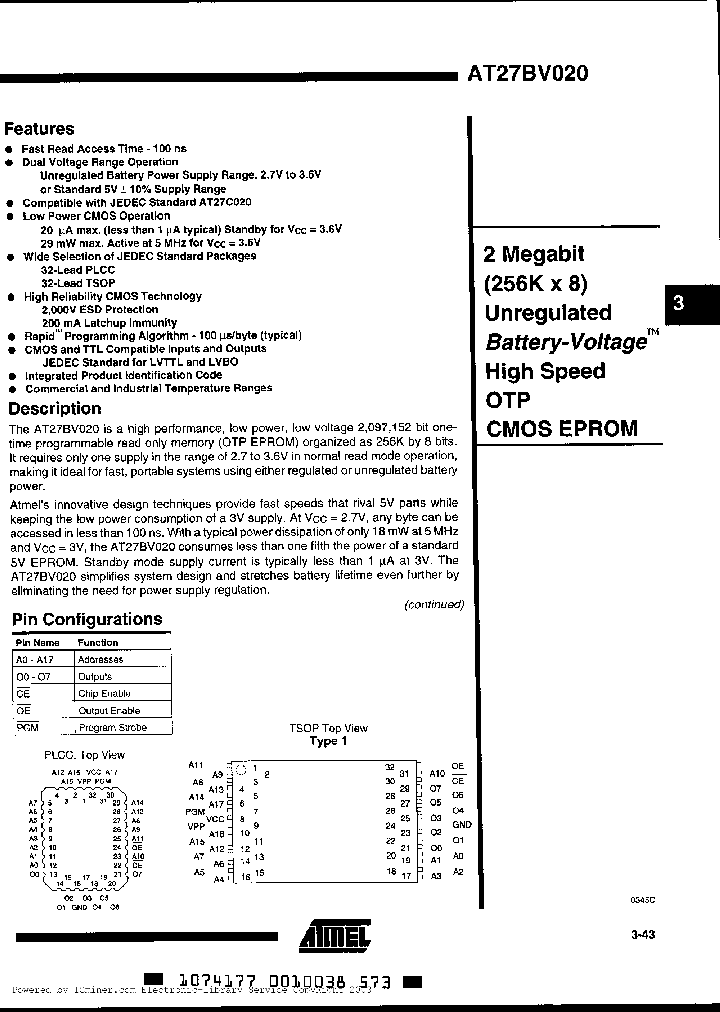 AT27BV020-10TC_2613755.PDF Datasheet