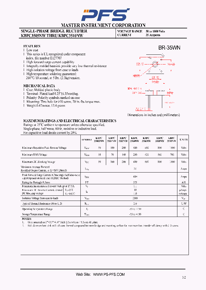 KBPC3510NW_2613095.PDF Datasheet