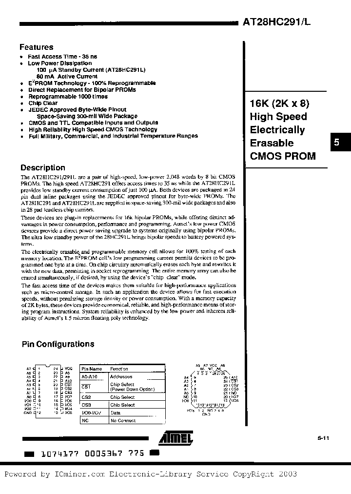 AT28HC291L-55DI_2618240.PDF Datasheet