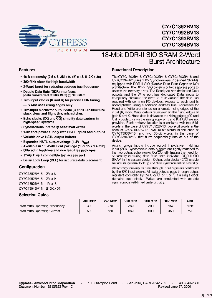 CY7C1392BV18-278BZXC_2624019.PDF Datasheet