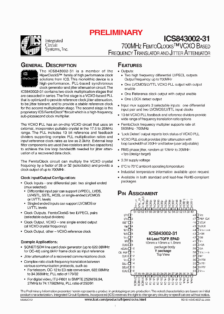 ICS843002CY-31_2625742.PDF Datasheet