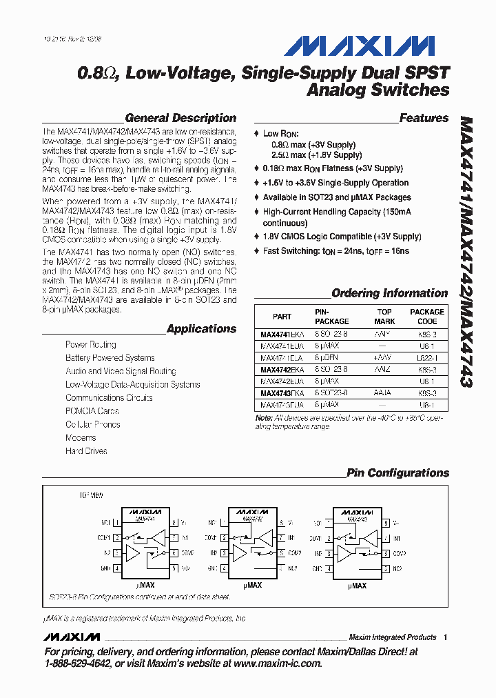 MAX4742EKA_2629220.PDF Datasheet