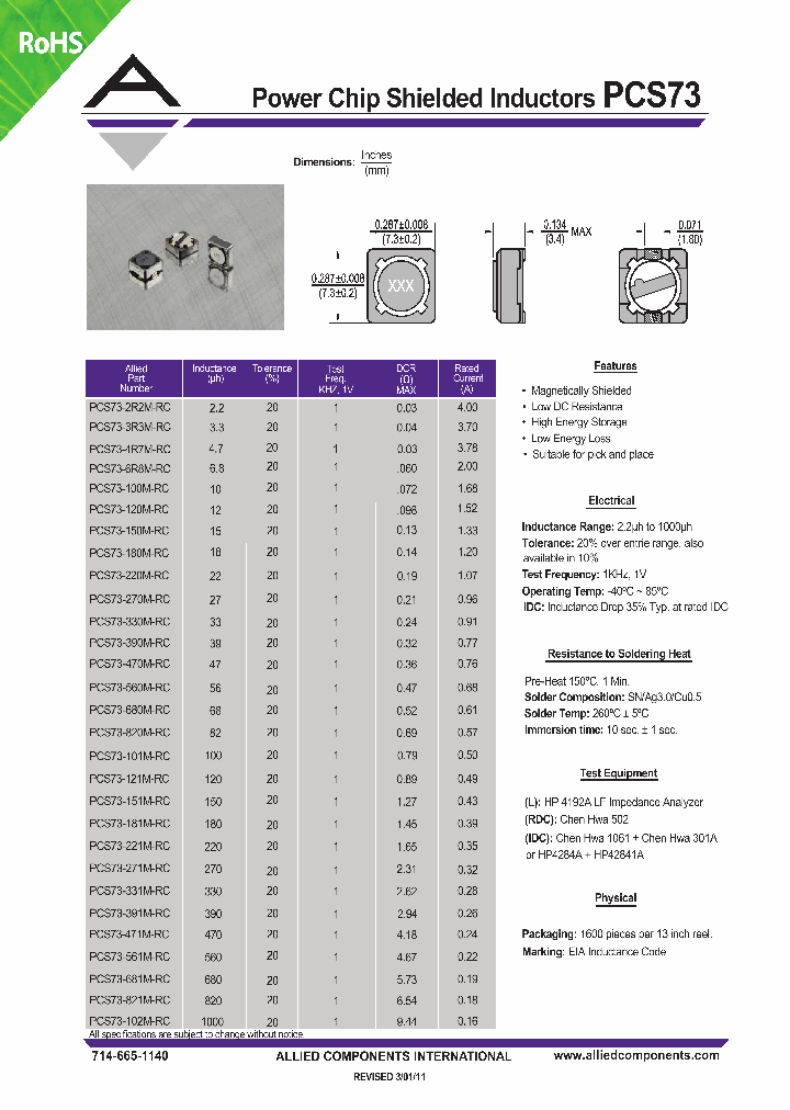 PCS73-2R2M-RC11_2637167.PDF Datasheet