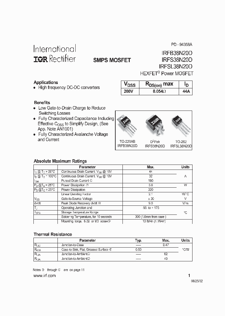 IRFS38N20D_2638680.PDF Datasheet