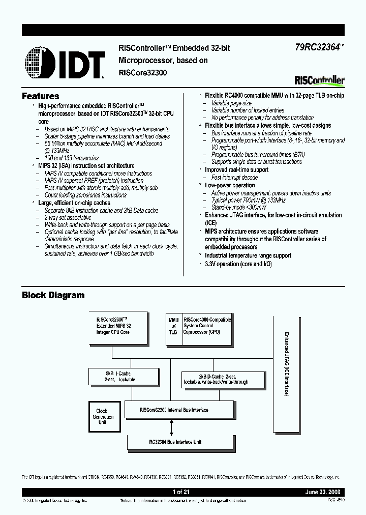 IDT79RC32V364-133DAI_2646320.PDF Datasheet
