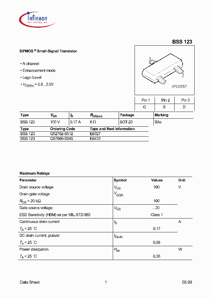 BSS123Q62702-S512_2653627.PDF Datasheet