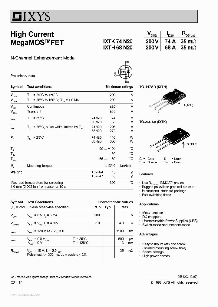 IXTK68N20_2669725.PDF Datasheet