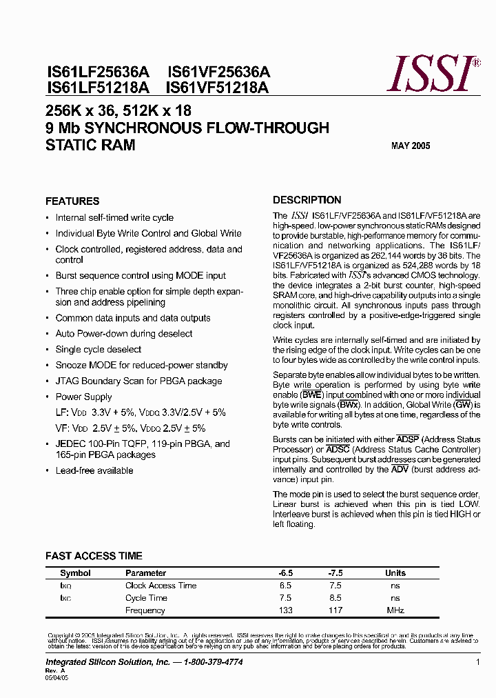 IS61LF51218A-75B3_2673153.PDF Datasheet