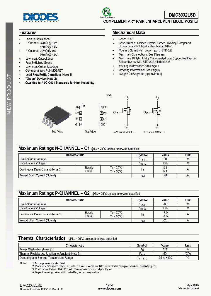 DMC3032LSD_2673630.PDF Datasheet