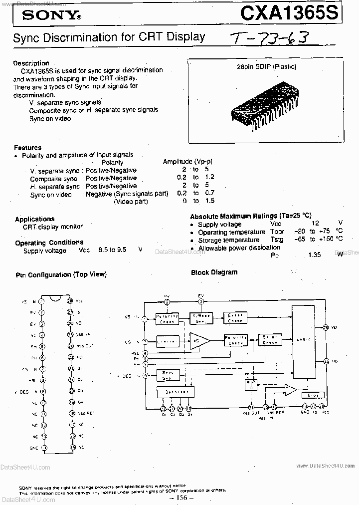 CXA1365S_2677598.PDF Datasheet