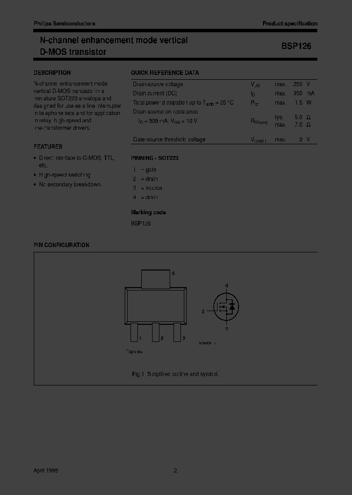 BSP126TR_2682232.PDF Datasheet