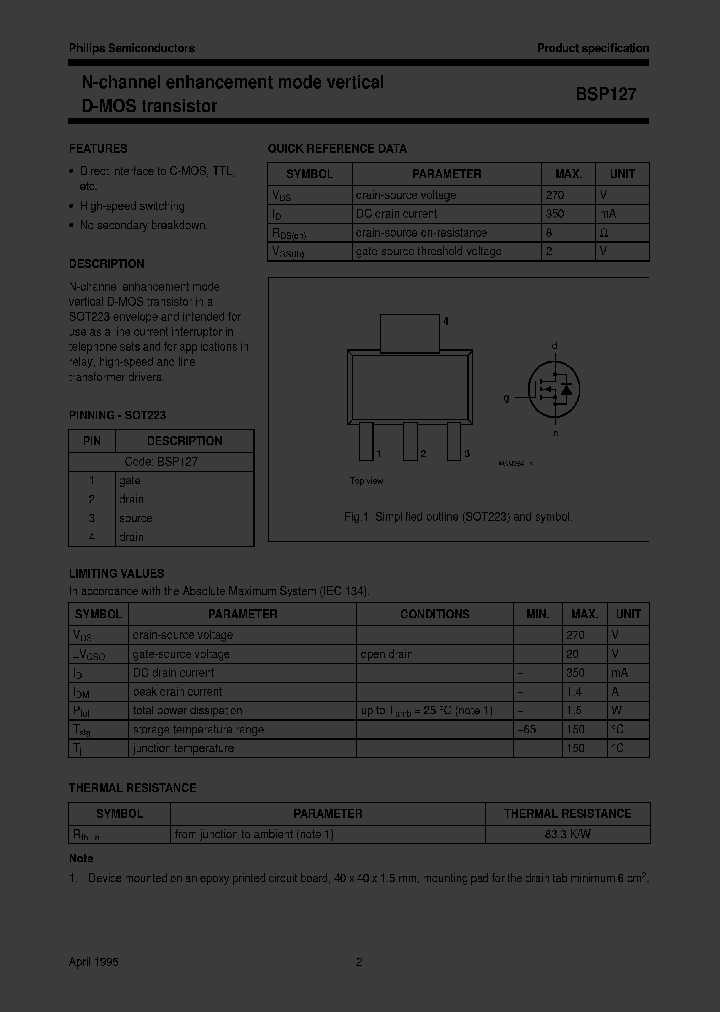 BSP127TR_2682233.PDF Datasheet