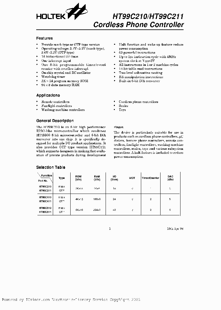 HT99C21028SDIP_2688378.PDF Datasheet
