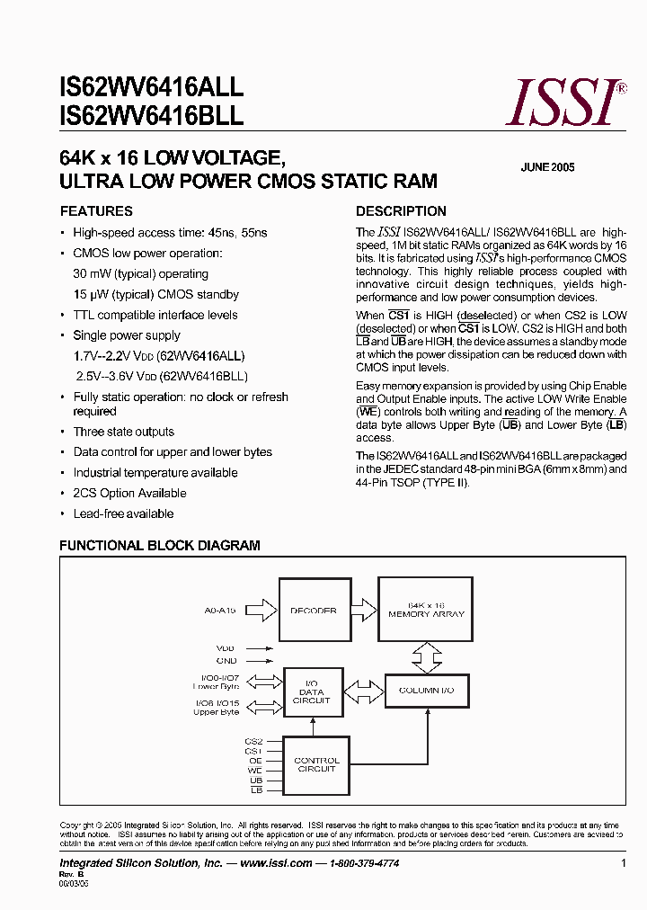 IS62WV6416BLL-55B2I_2692009.PDF Datasheet