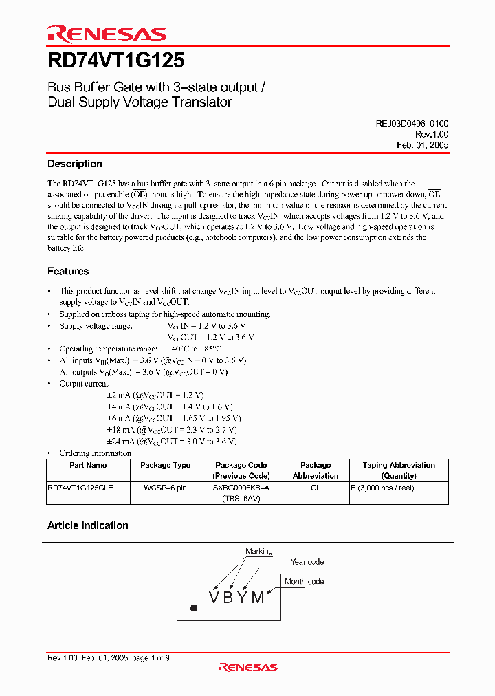 RD74VT1G125_2693355.PDF Datasheet