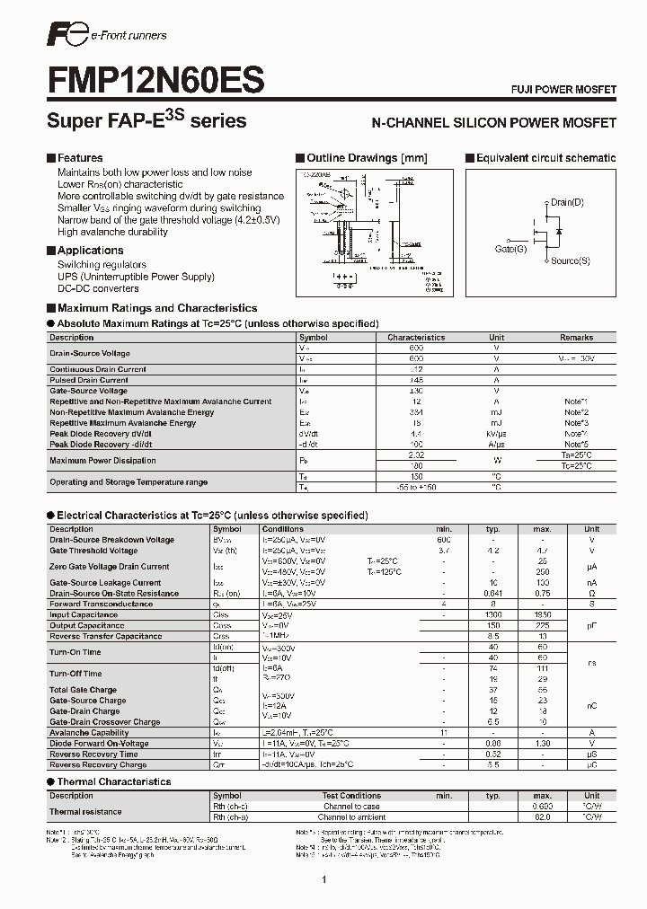 FMP12N60ES_2705413.PDF Datasheet