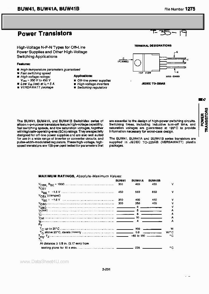 BUW41A_2706357.PDF Datasheet