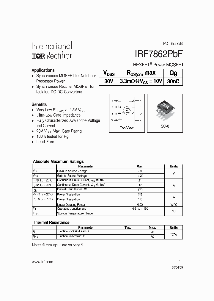 IRF7862PBF_2709715.PDF Datasheet