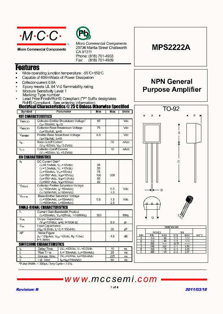 MPS2222A_2712303.PDF Datasheet