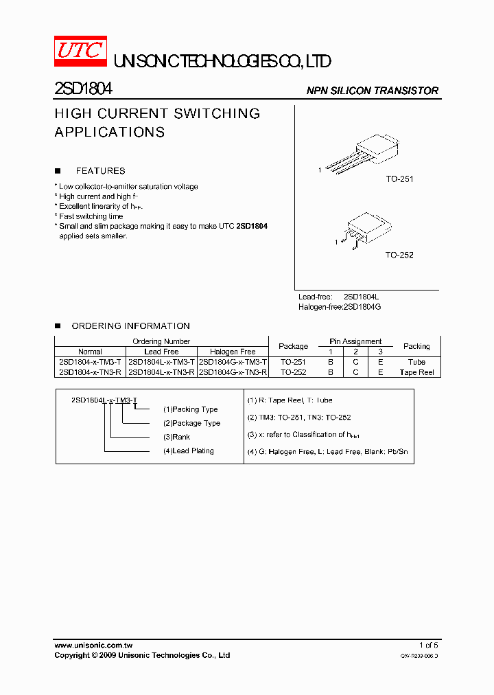 2SD1804G-X-TN3-R_2713919.PDF Datasheet