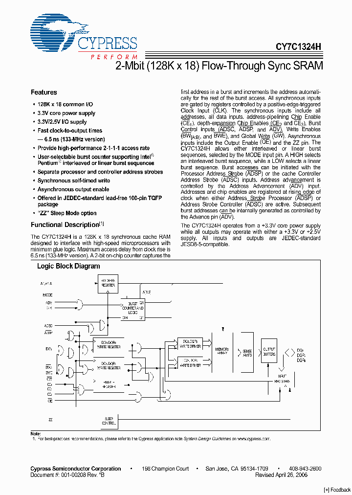 CY7C1324H-133AXC_2719602.PDF Datasheet