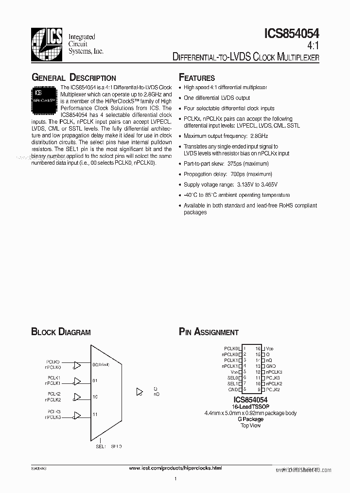 ICS854054_2720077.PDF Datasheet