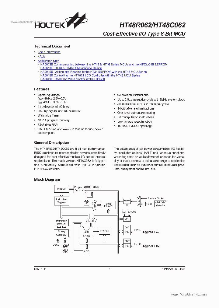 HT48C062_2722885.PDF Datasheet