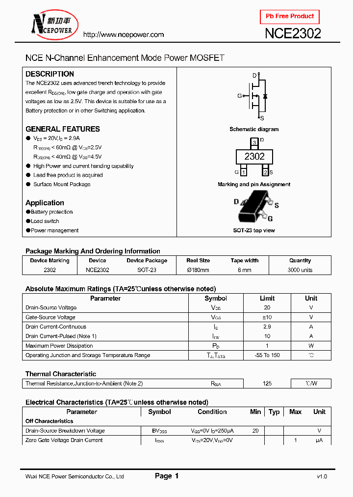 NCE2302_2724001.PDF Datasheet