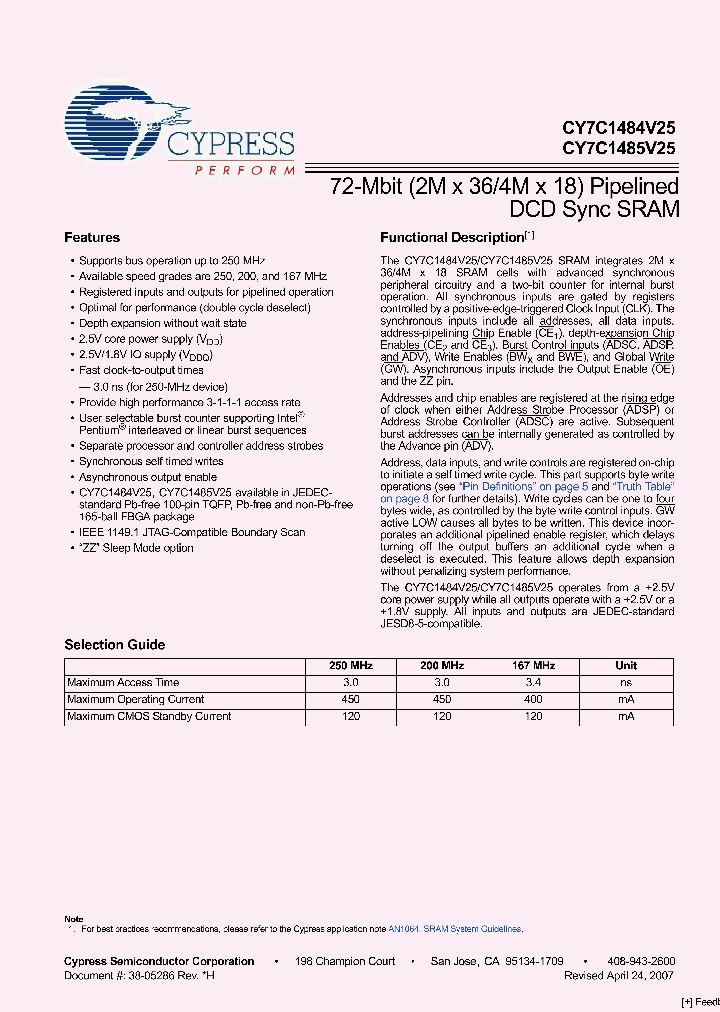 CY7C1484V25-167AXC_2728677.PDF Datasheet