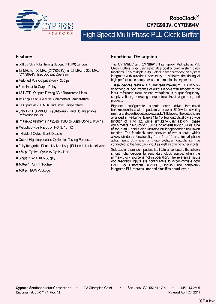 CY7B994V-5BBXI_2728214.PDF Datasheet
