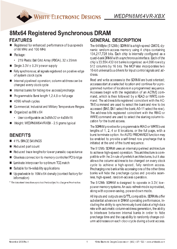 WEDPN8M64VR-XBX_2729618.PDF Datasheet