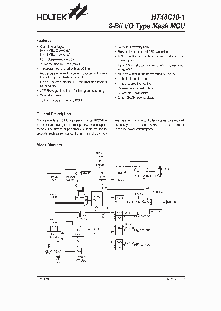 HT48C10-124SKDIP_2730408.PDF Datasheet