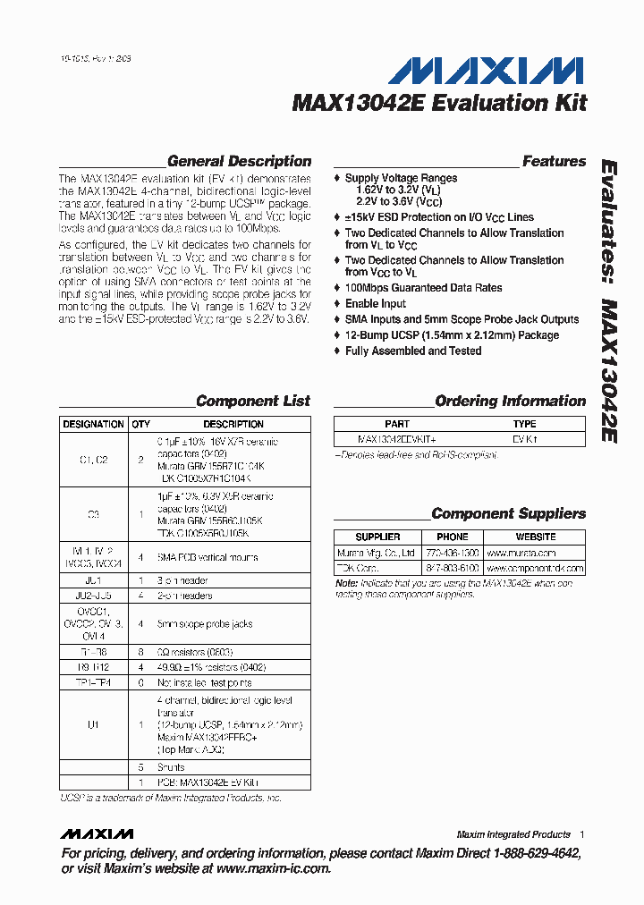 MAX13042EEVKIT_2730176.PDF Datasheet