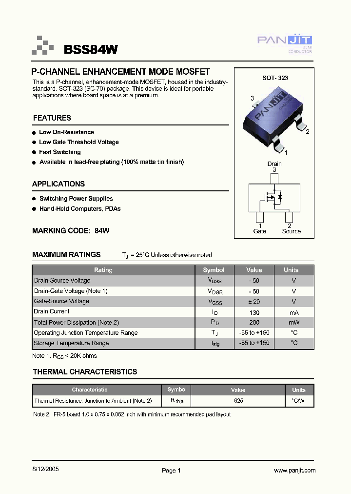 BSS84WTR13_2731491.PDF Datasheet