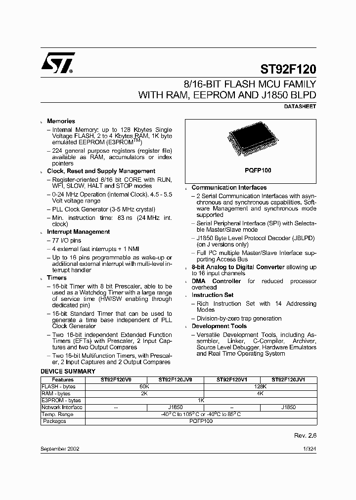 ST92F120V1Q7_2733892.PDF Datasheet