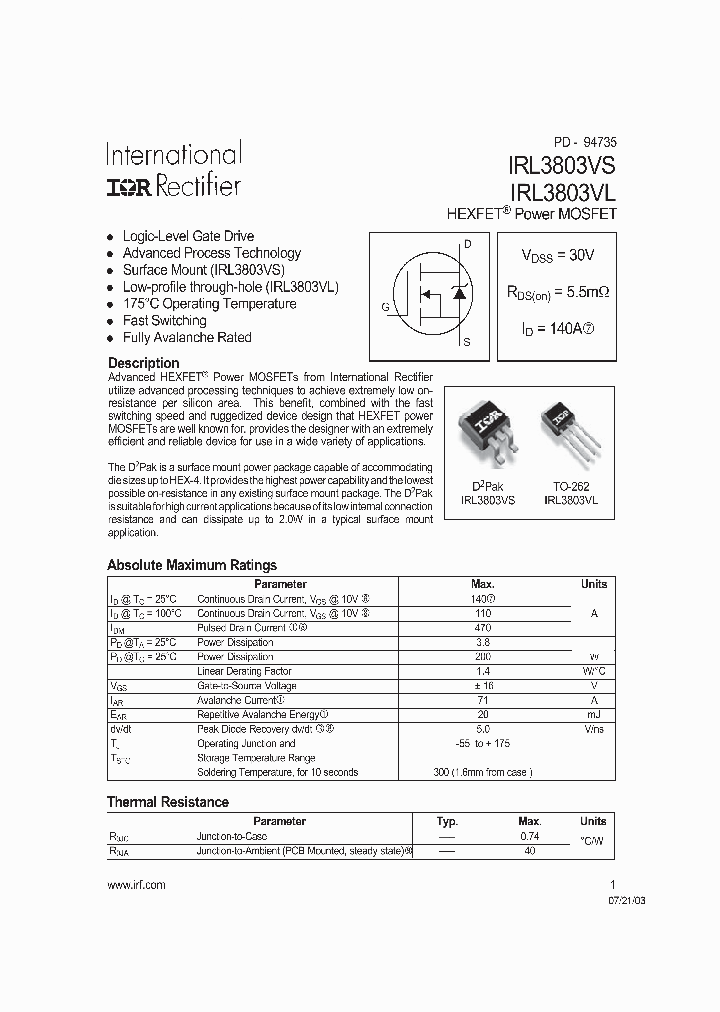 IRL3803VL_2743265.PDF Datasheet
