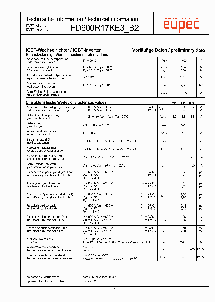 FD600R17KE3B2_2746588.PDF Datasheet