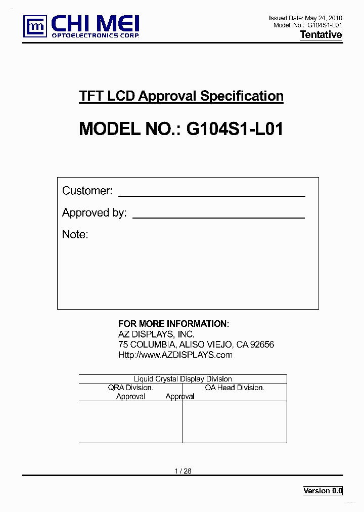 G104S1-L01_2749457.PDF Datasheet