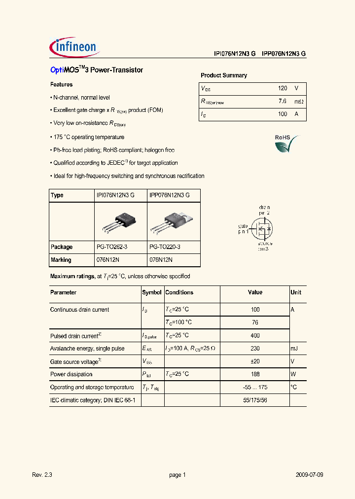 IPP076N12N3G_2749866.PDF Datasheet