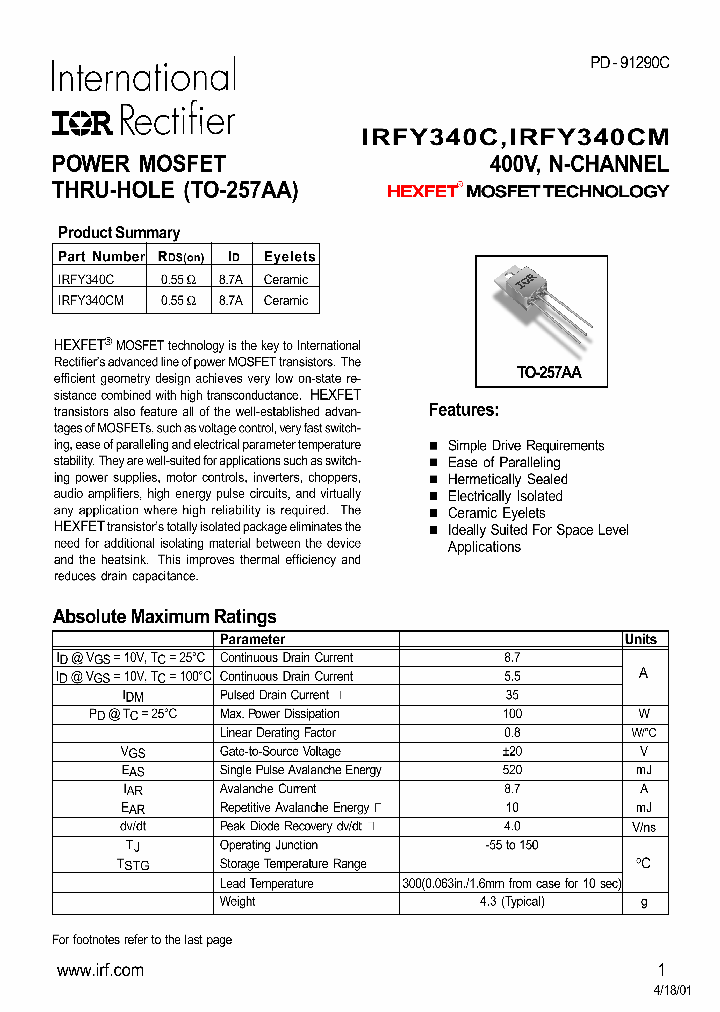 IRFY340C_2752012.PDF Datasheet
