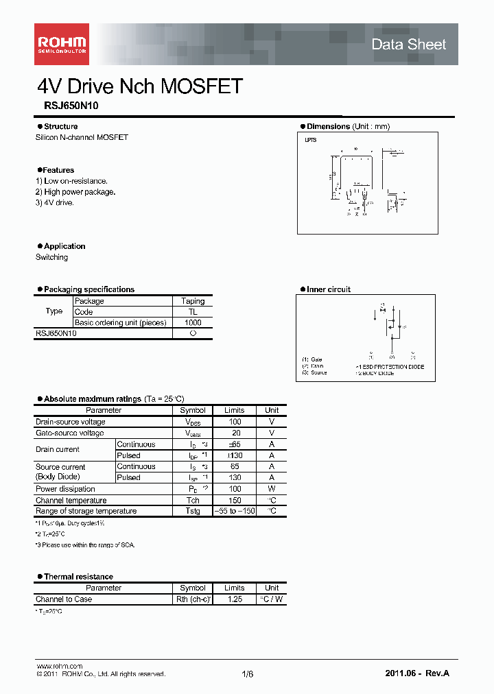 RSJ650N10_2753140.PDF Datasheet