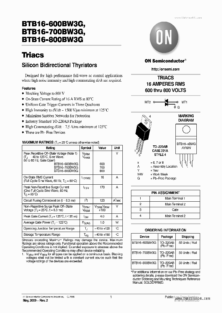 BTB16-600BW3G_2755896.PDF Datasheet