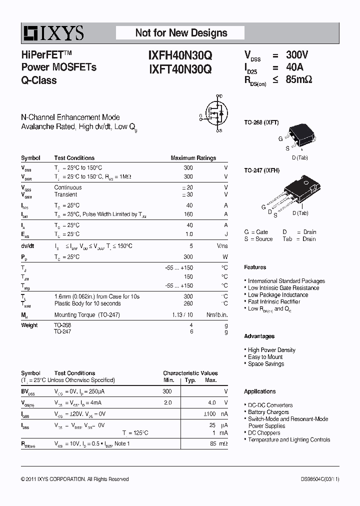 IXFH40N30Q11_2757356.PDF Datasheet