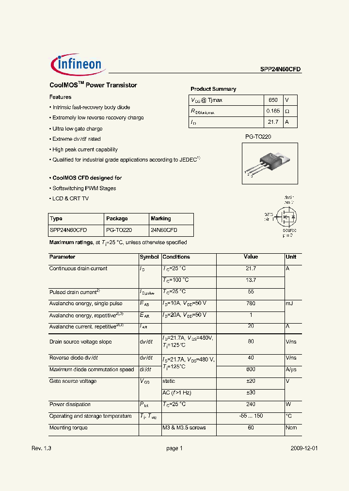 SPP24N60CFD_2759066.PDF Datasheet