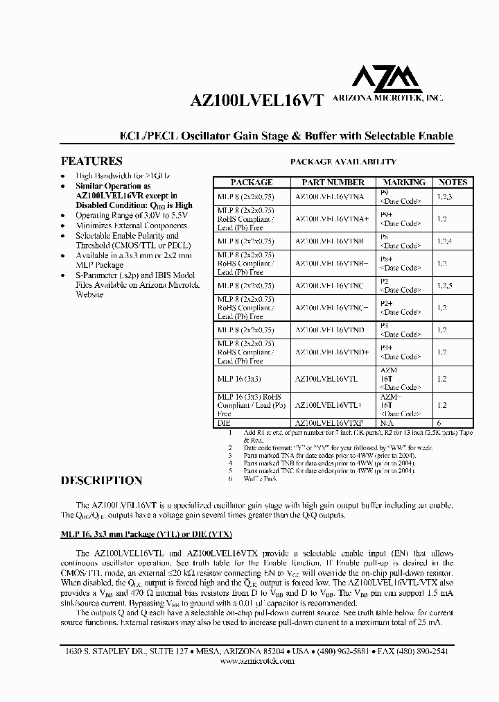 AZ100LVEL16VTNB_2760558.PDF Datasheet